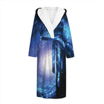 Deep Space Milky Way Print Hooded Bathrobe