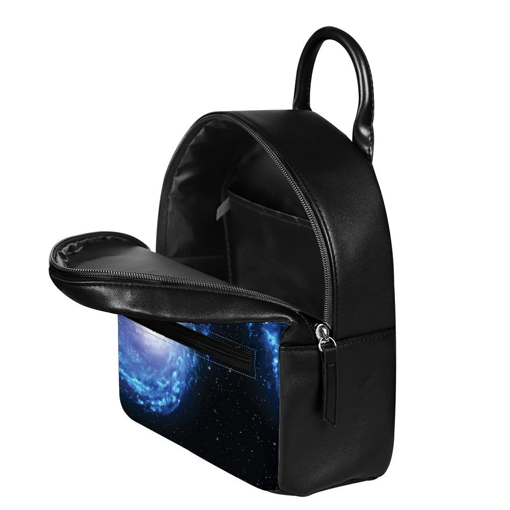 Deep Space Milky Way Print Leather Backpack