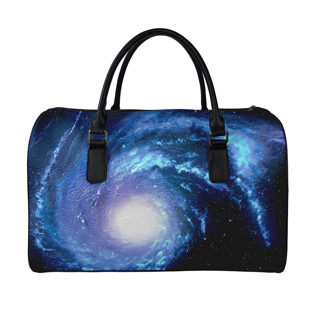 Deep Space Milky Way Print Leather Duffle Bag