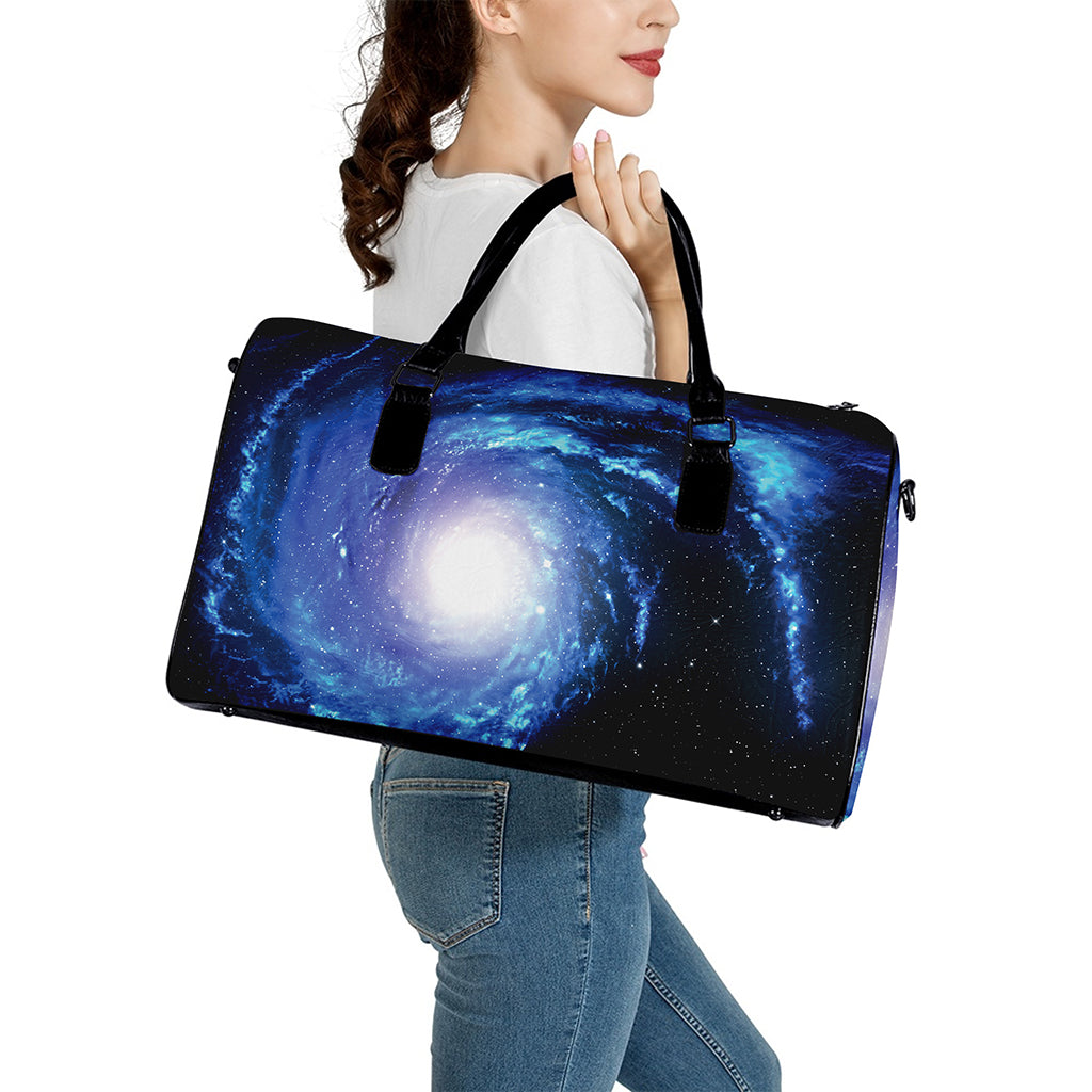 Deep Space Milky Way Print Leather Duffle Bag