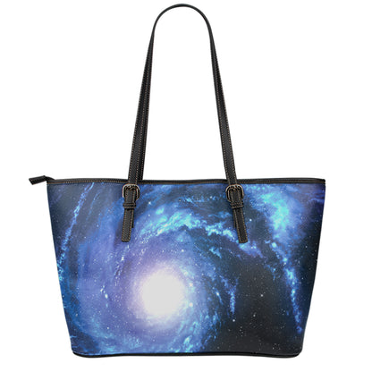 Deep Space Milky Way Print Leather Tote Bag