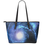 Deep Space Milky Way Print Leather Tote Bag