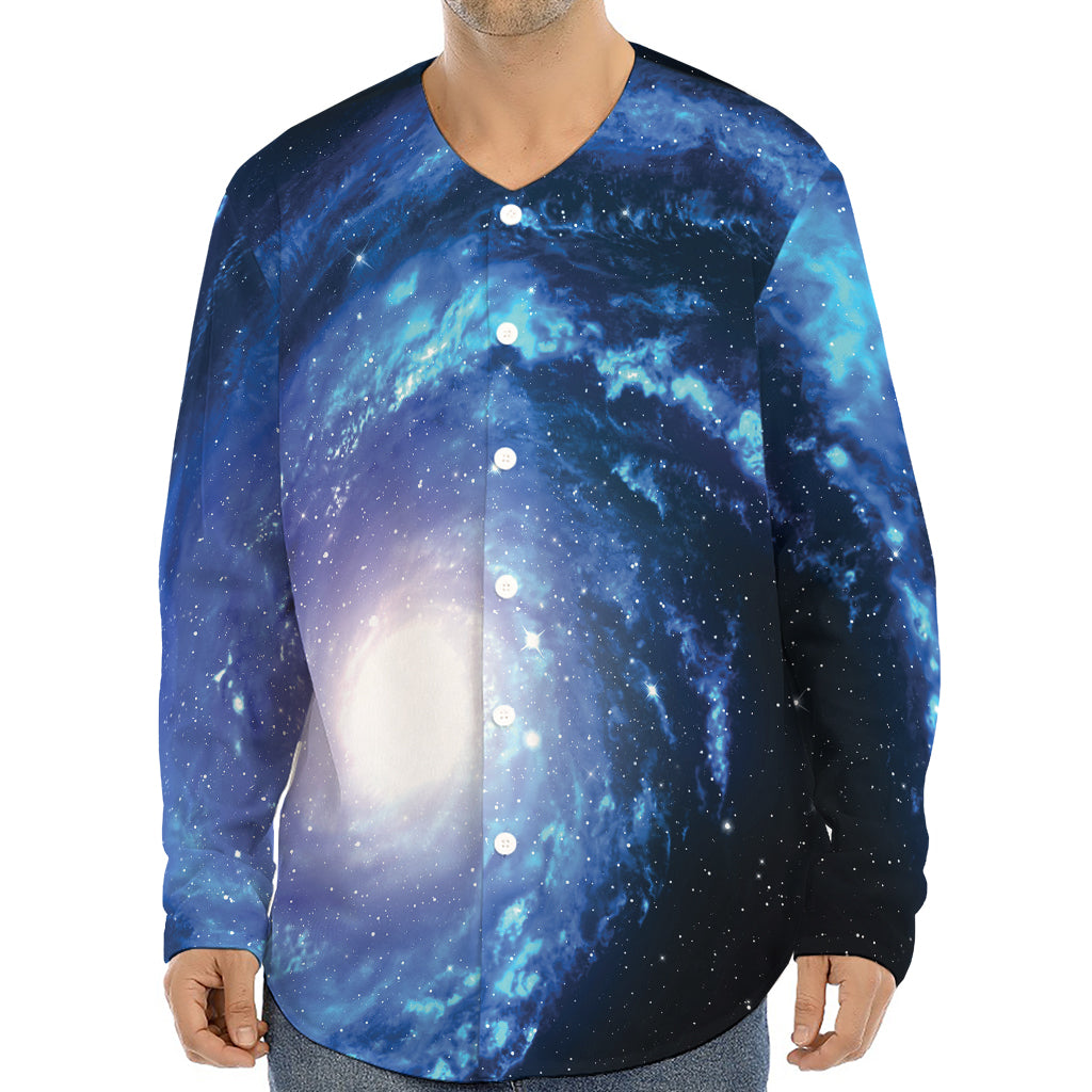 Deep Space Milky Way Print Long Sleeve Baseball Jersey