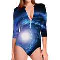 Deep Space Milky Way Print Long Sleeve Swimsuit