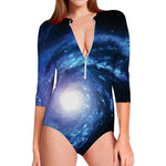 Deep Space Milky Way Print Long Sleeve Swimsuit