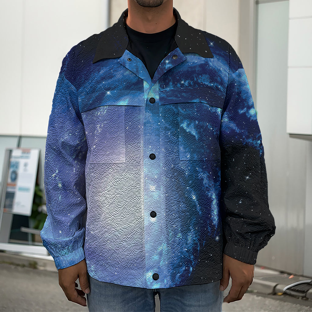 Deep Space Milky Way Print Men's Shirt Jacket