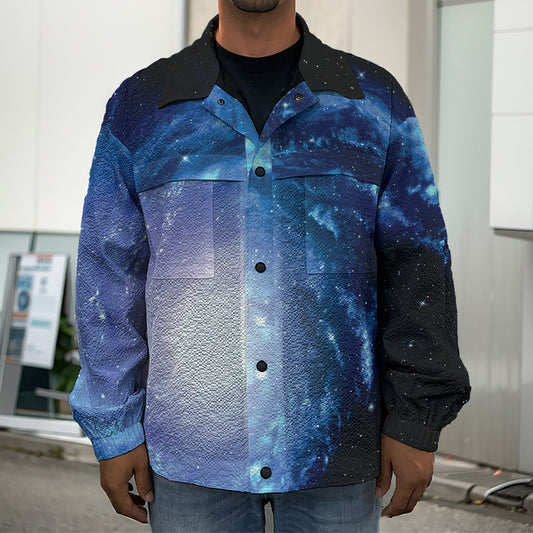 Deep Space Milky Way Print Men's Shirt Jacket