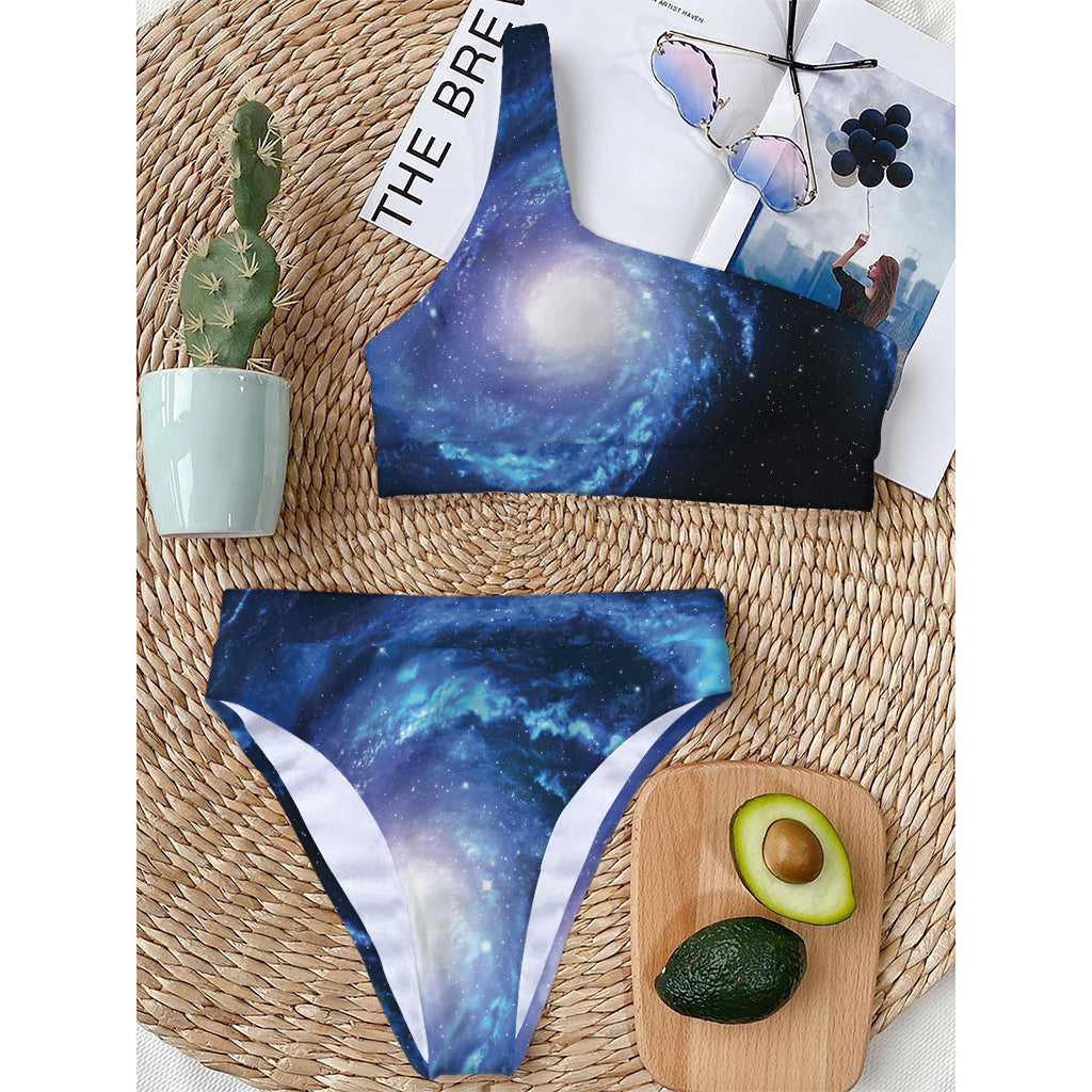 Deep Space Milky Way Print One Shoulder Bikini Top