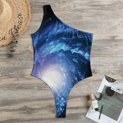 Deep Space Milky Way Print One Shoulder Bodysuit