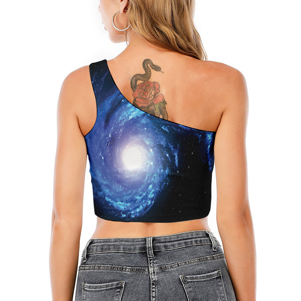 Deep Space Milky Way Print One Shoulder Crop Top