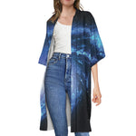 Deep Space Milky Way Print Open Front Beach Cover Up