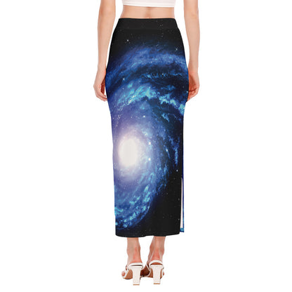 Deep Space Milky Way Print Side Slit Maxi Skirt