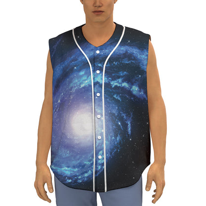 Deep Space Milky Way Print Sleeveless Baseball Jersey