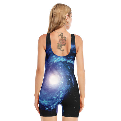 Deep Space Milky Way Print Sleeveless One Piece Swimsuit