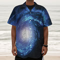Deep Space Milky Way Print Textured Short Sleeve Shirt