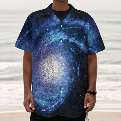 Deep Space Milky Way Print Textured Short Sleeve Shirt