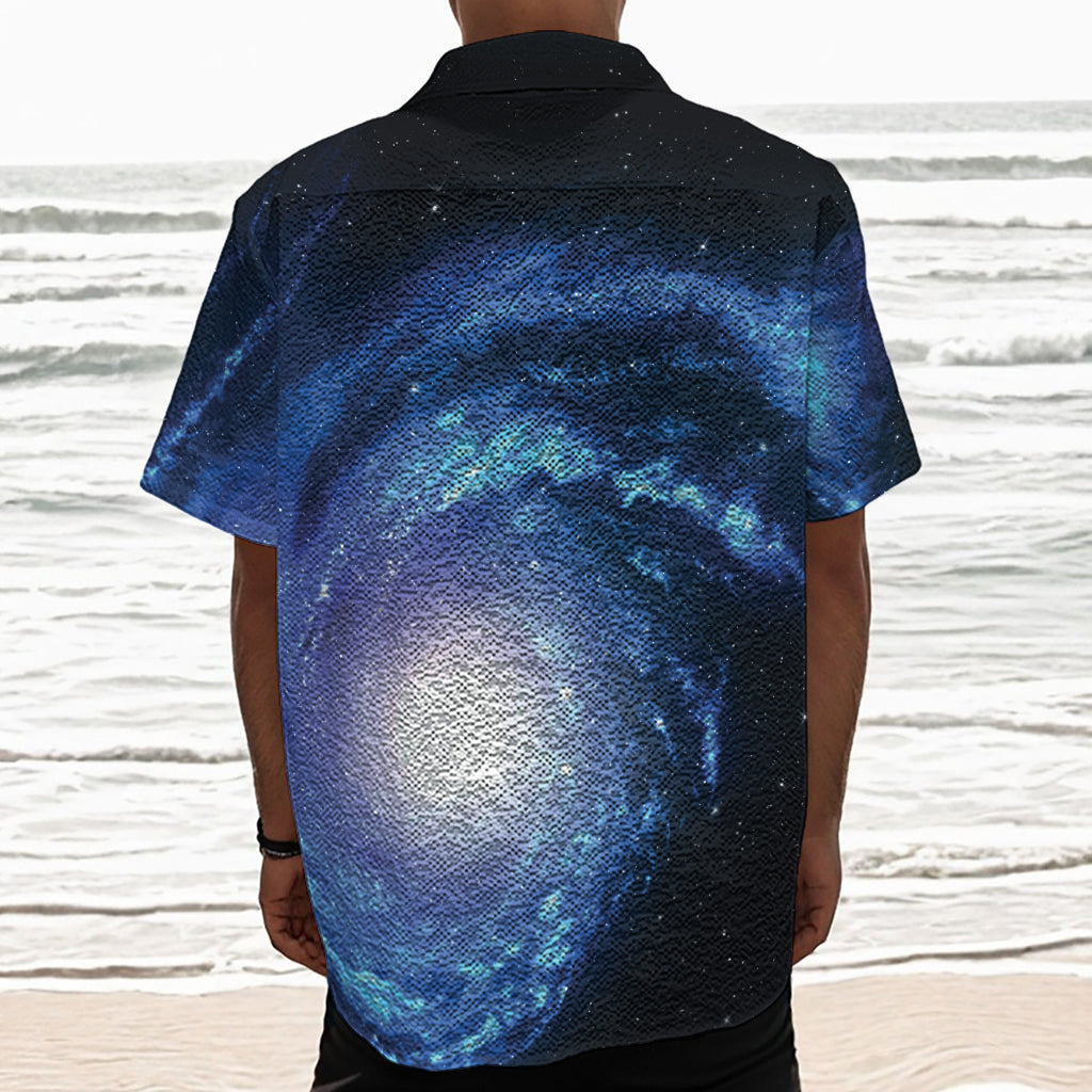 Deep Space Milky Way Print Textured Short Sleeve Shirt