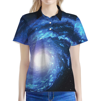 Deep Space Milky Way Print Women's Polo Shirt