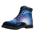 Deep Space Milky Way Print Padded Collar Lace Up Boots