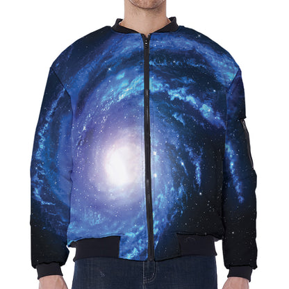 Deep Space Milky Way Print Zip Sleeve Bomber Jacket