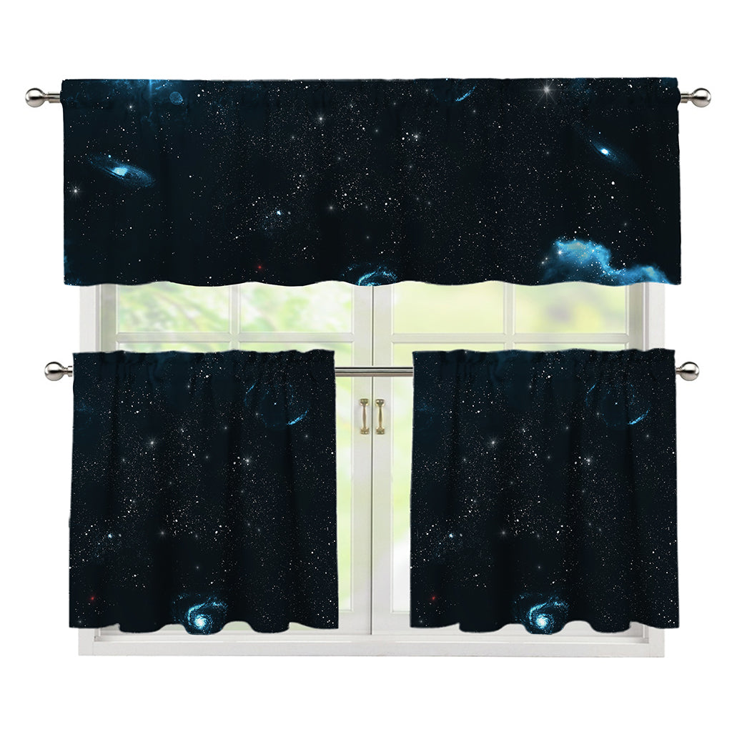 Deep Space Print 3 Piece Kitchen Curtains