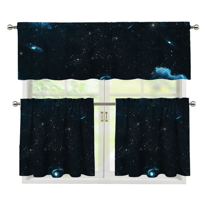 Deep Space Print 3 Piece Kitchen Curtains