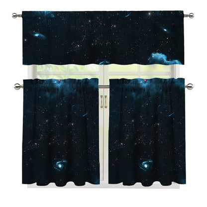 Deep Space Print 3 Piece Kitchen Curtains