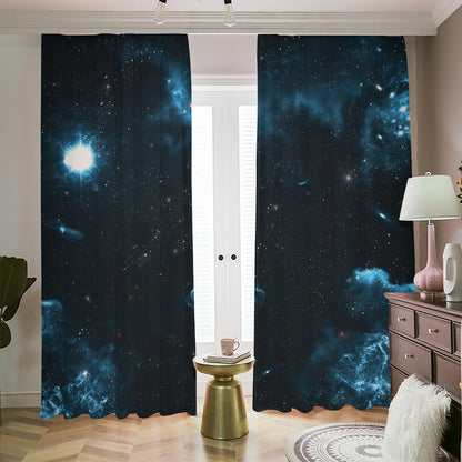 Deep Space Print Blackout Pencil Pleat Curtains