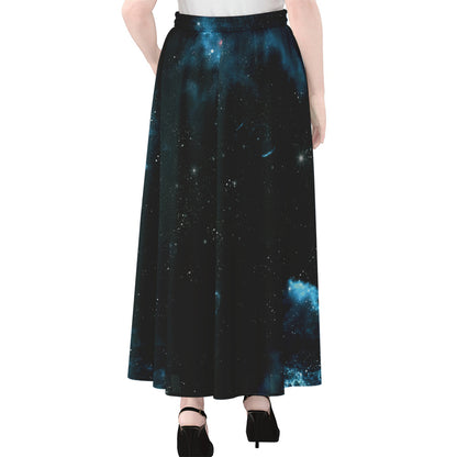 Deep Space Print Chiffon Maxi Skirt