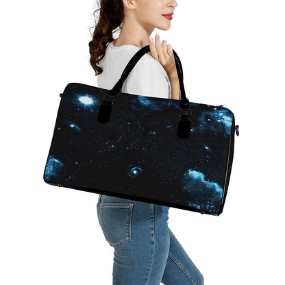 Deep Space Print Leather Duffle Bag