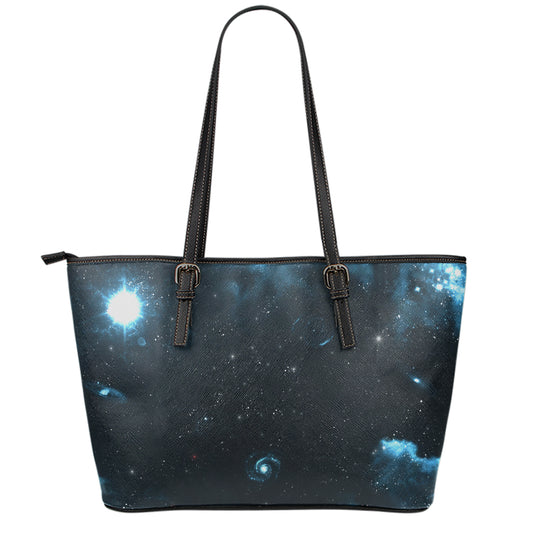 Deep Space Print Leather Tote Bag