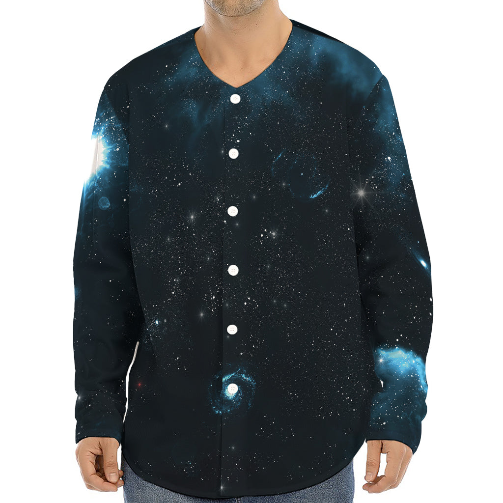 Deep Space Print Long Sleeve Baseball Jersey