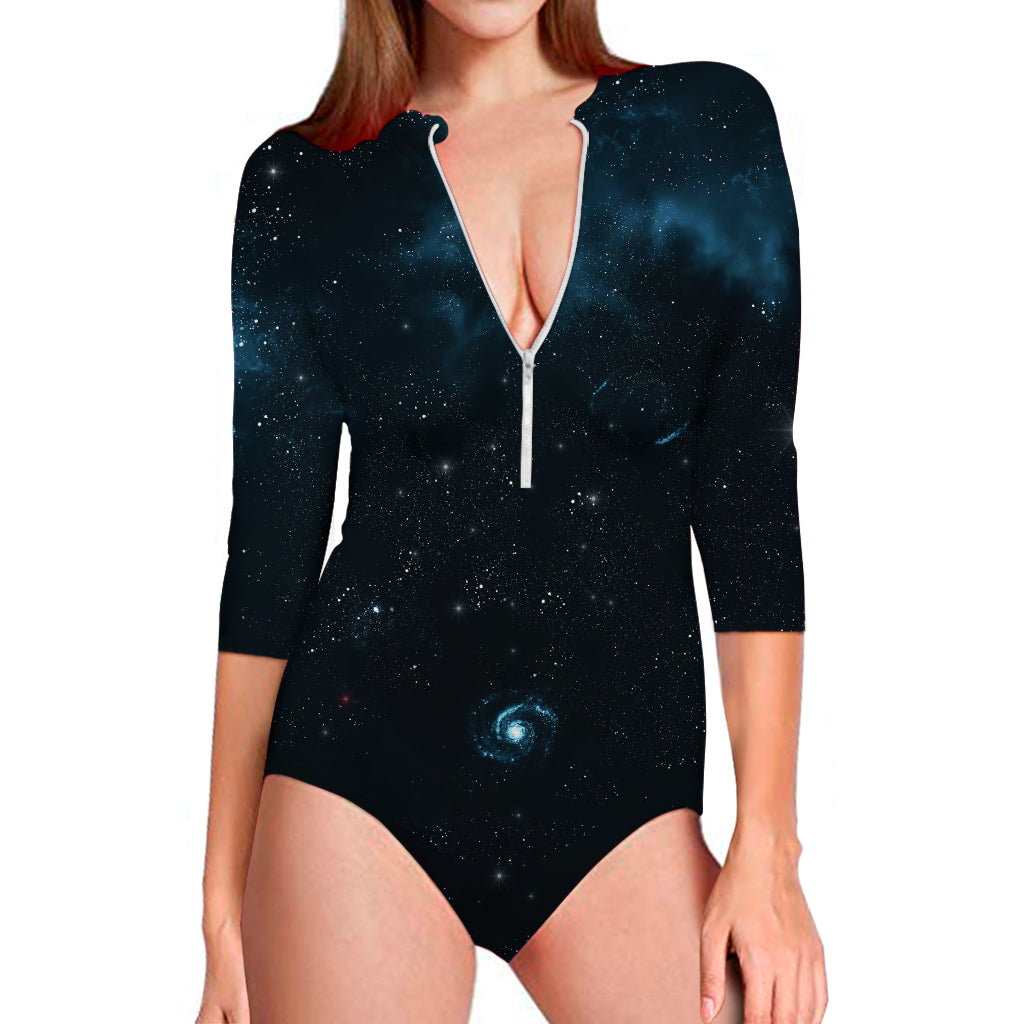 Deep Space Print Long Sleeve Swimsuit