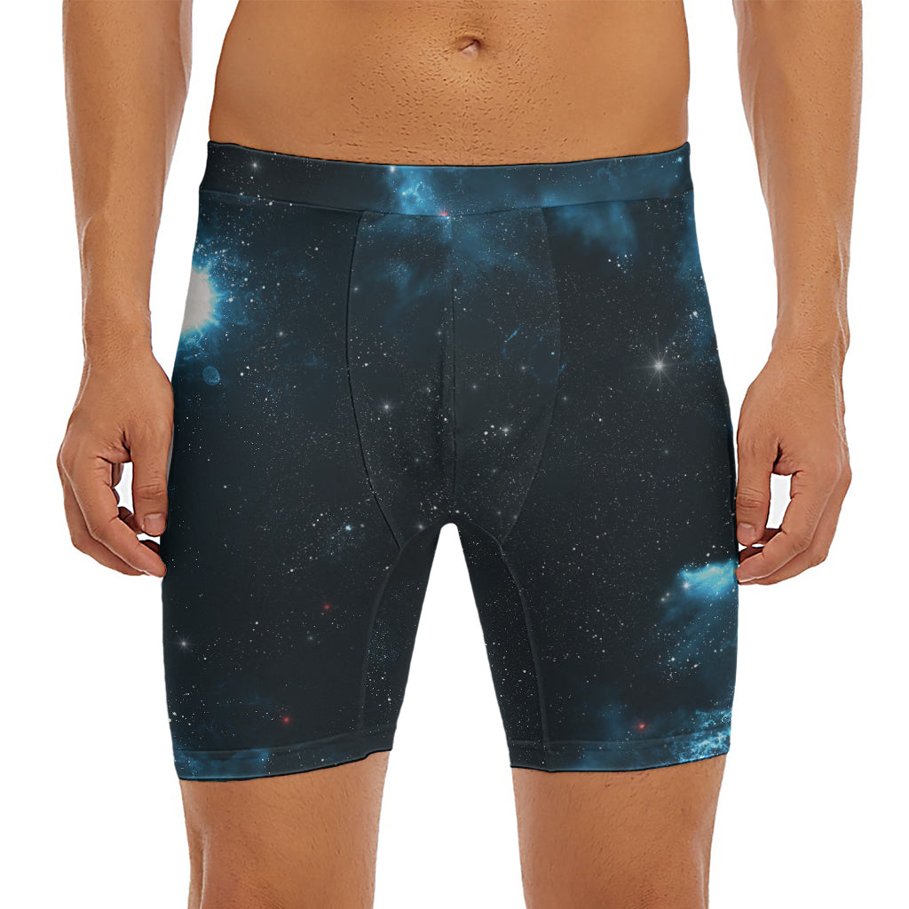 Deep Space Print Men's Long Boxer Briefs
