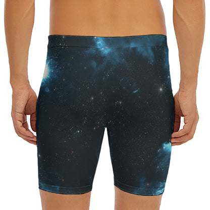 Deep Space Print Men's Long Boxer Briefs