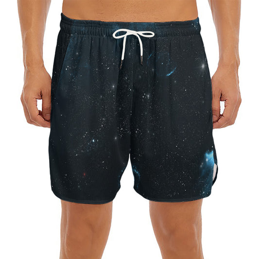 Deep Space Print Men's Split Running Shorts
