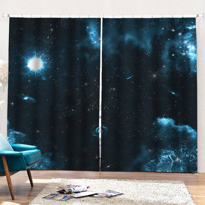Deep Space Print Pencil Pleat Curtains