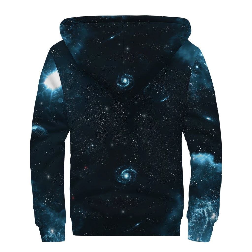 Deep Space Print Sherpa Lined Zip Up Hoodie