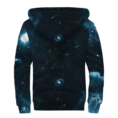 Deep Space Print Sherpa Lined Zip Up Hoodie