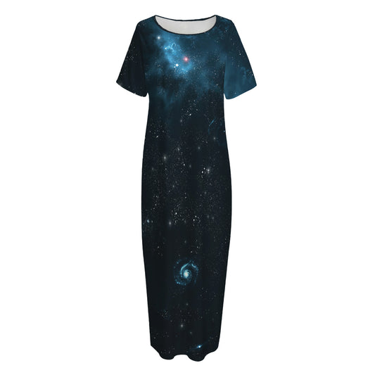 Deep Space Print Short Sleeve Long Nightdress