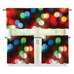 Defocused Christmas Lights Print 3 Piece Kitchen Curtains