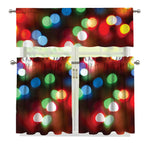 Defocused Christmas Lights Print 3 Piece Kitchen Curtains