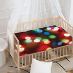 Defocused Christmas Lights Print Baby Crib Sheet