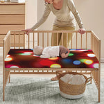 Defocused Christmas Lights Print Baby Crib Sheet