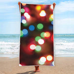 Defocused Christmas Lights Print Beach Towel