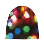 Defocused Christmas Lights Print Beanie