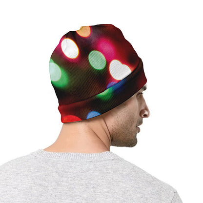 Defocused Christmas Lights Print Beanie