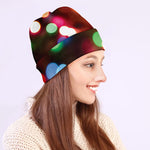 Defocused Christmas Lights Print Beanie