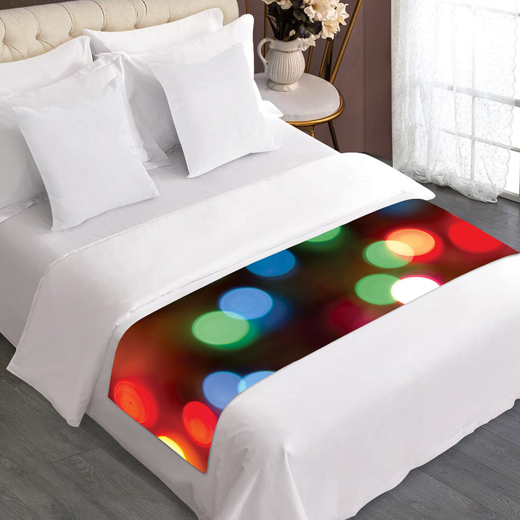 Defocused Christmas Lights Print Bed Runner