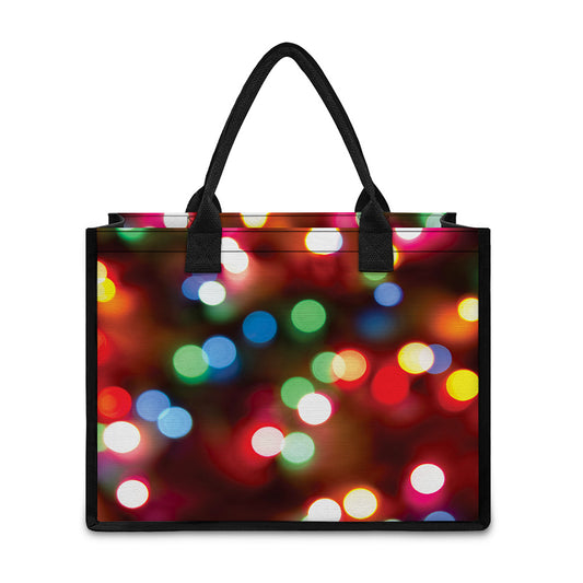 Defocused Christmas Lights Print Canvas Tote Bag